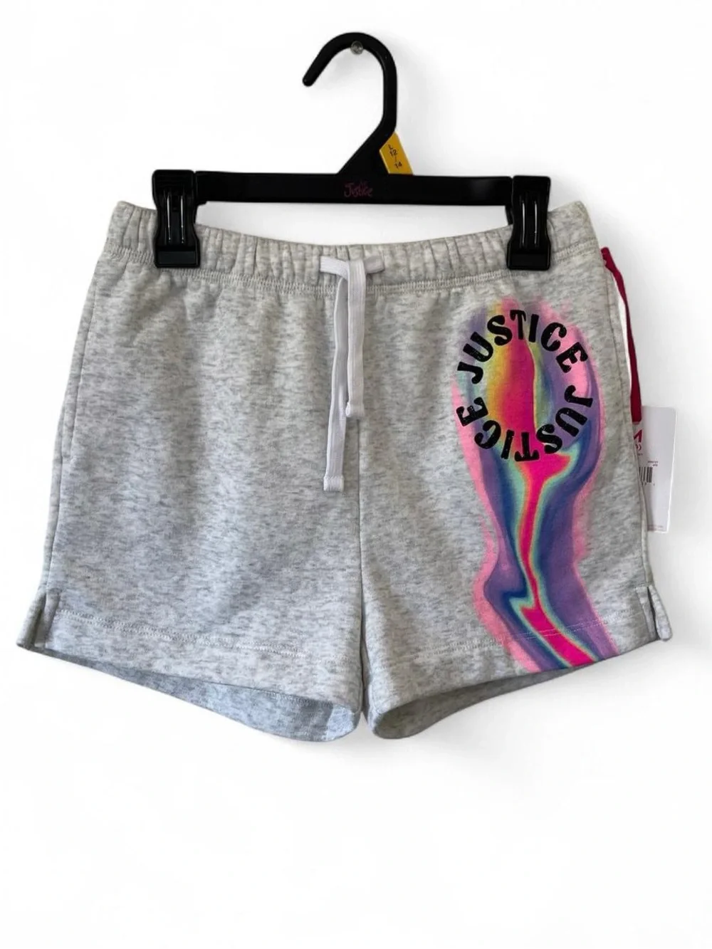 Girls Medium Size 10 Justice Brand Light Gray Sweat Shorts Athletic Tie Dye NWT